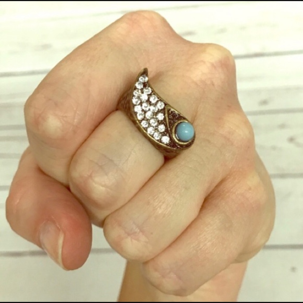 Rustic statement ring sz 5 / 6 Boho hammered bronze